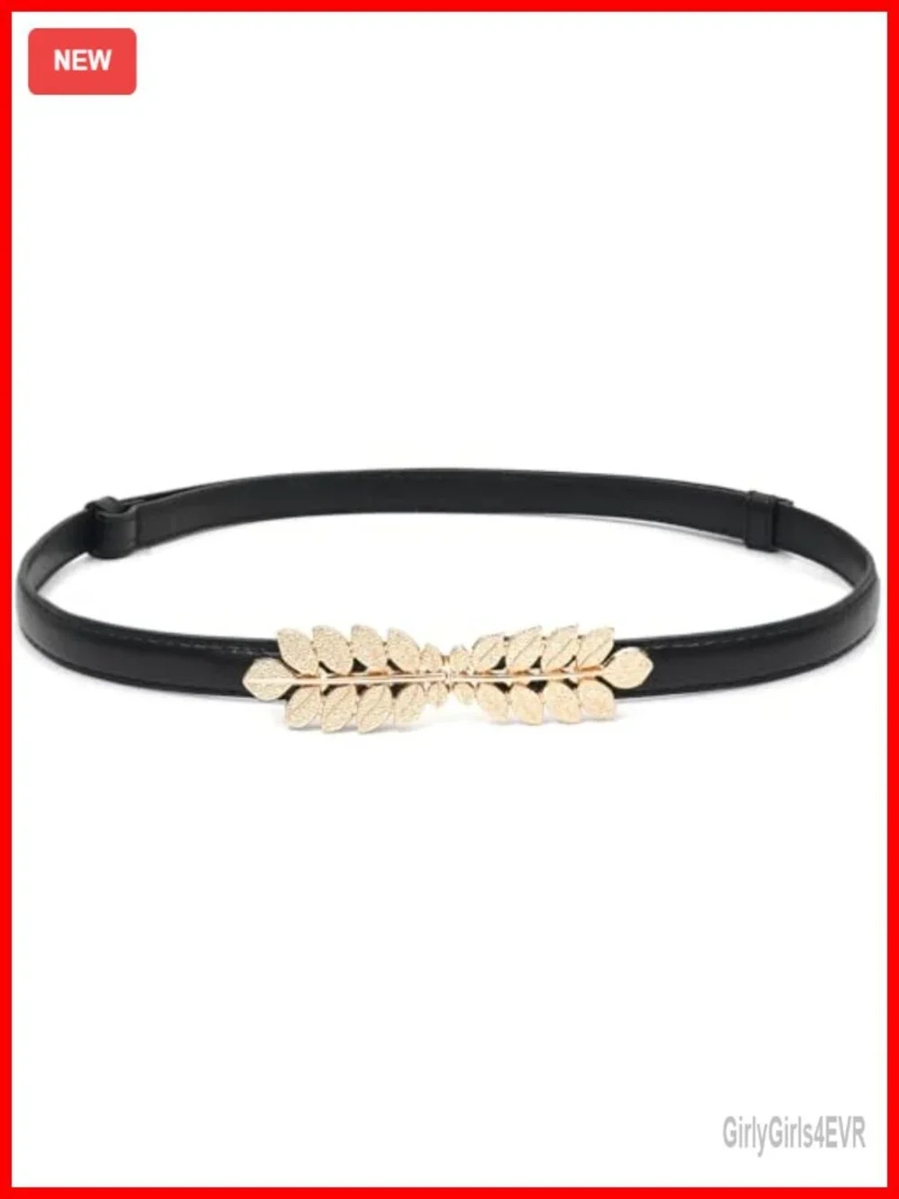 Women Skinny Belt with Gold Buckle Faux Leather Dress Waist Belt